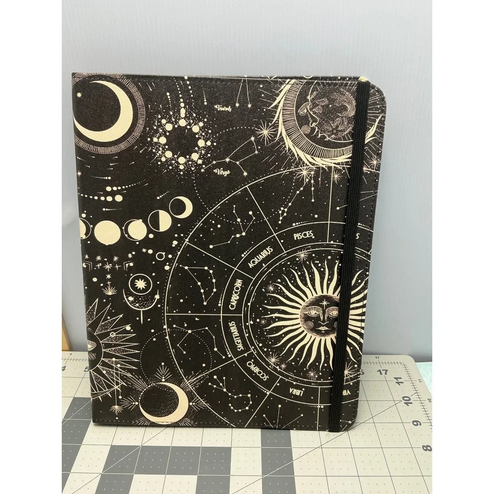 Kidcube iPad Pro 13 Inch M4 2024 Case 360 Rotating Celestial Zodiac‎ Black Gold